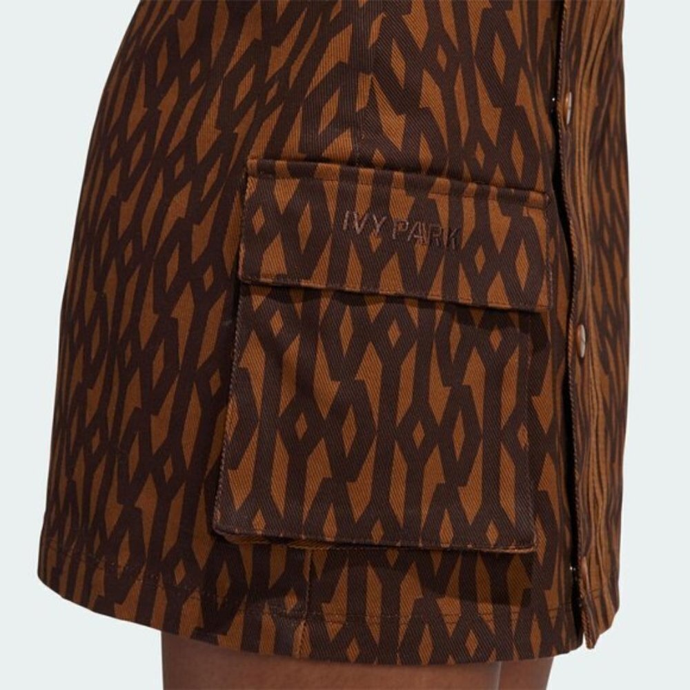 RARE NWT IVY PARK x Adidas Monogram Cargo Mini Skirt Brown Tan Size 1X - Picture 7 of 13